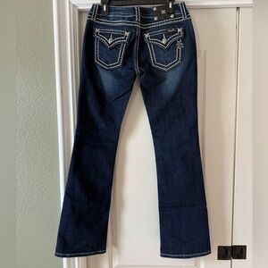 Miss Me Blue Boot Cut Jeans with Elegant Stitching